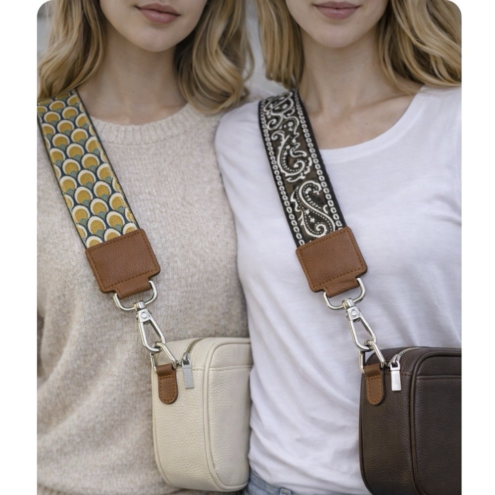 Brown/Cognac 2" Wide Pair Adjus Replacement Purse Crossbody Strap w/Silver Hardw